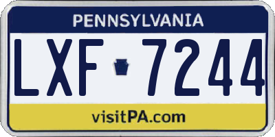 PA license plate LXF7244