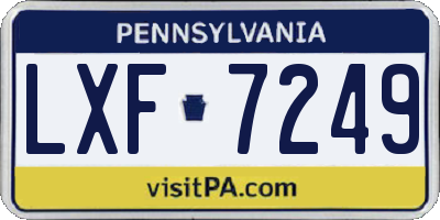 PA license plate LXF7249