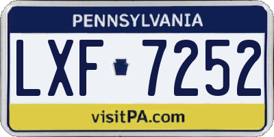 PA license plate LXF7252