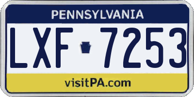 PA license plate LXF7253