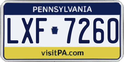 PA license plate LXF7260