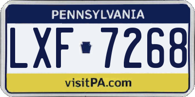 PA license plate LXF7268