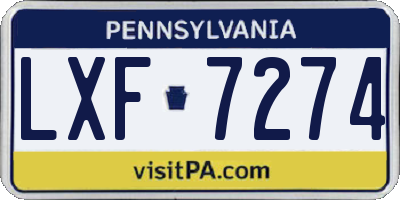 PA license plate LXF7274