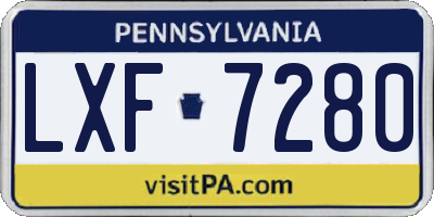 PA license plate LXF7280