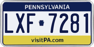 PA license plate LXF7281