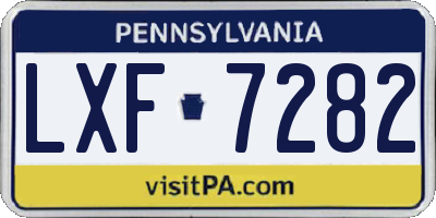 PA license plate LXF7282