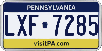 PA license plate LXF7285