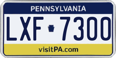 PA license plate LXF7300