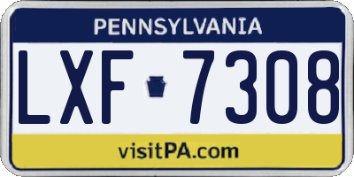 PA license plate LXF7308
