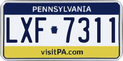 PA license plate LXF7311