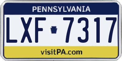 PA license plate LXF7317