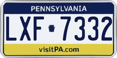 PA license plate LXF7332