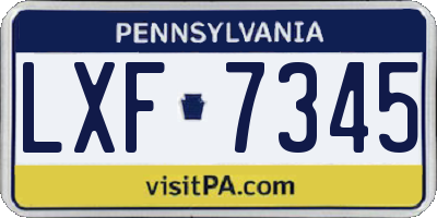 PA license plate LXF7345