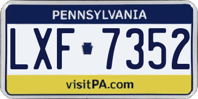 PA license plate LXF7352