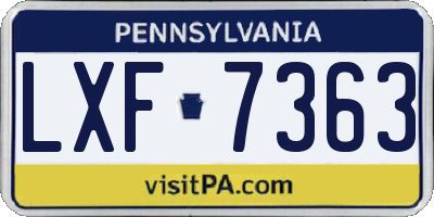 PA license plate LXF7363