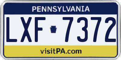 PA license plate LXF7372