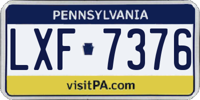 PA license plate LXF7376