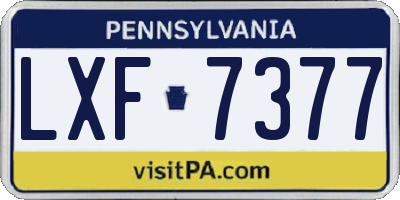 PA license plate LXF7377