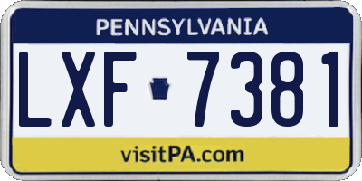 PA license plate LXF7381