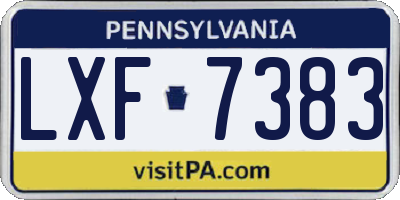 PA license plate LXF7383