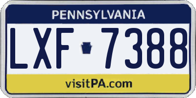 PA license plate LXF7388