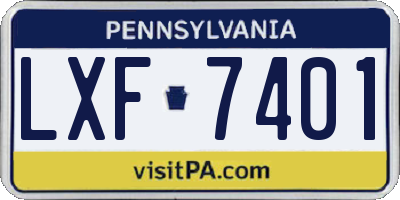 PA license plate LXF7401