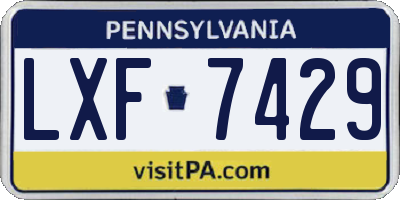 PA license plate LXF7429