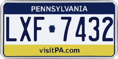 PA license plate LXF7432