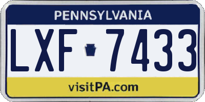 PA license plate LXF7433