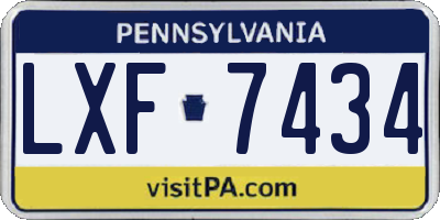 PA license plate LXF7434