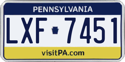PA license plate LXF7451