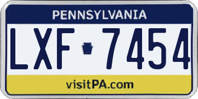 PA license plate LXF7454