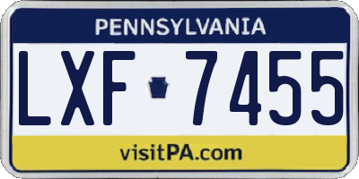 PA license plate LXF7455