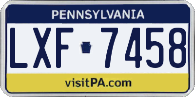 PA license plate LXF7458