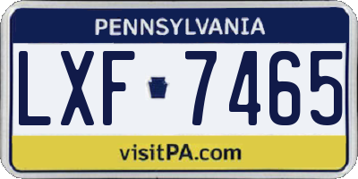 PA license plate LXF7465