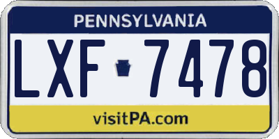 PA license plate LXF7478