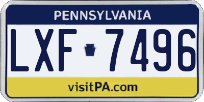 PA license plate LXF7496