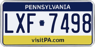 PA license plate LXF7498