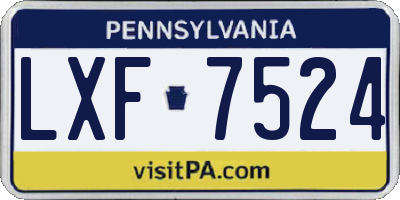 PA license plate LXF7524