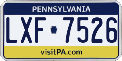 PA license plate LXF7526