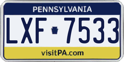 PA license plate LXF7533