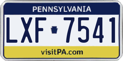 PA license plate LXF7541