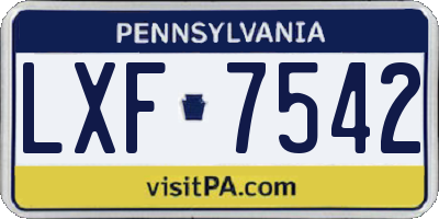 PA license plate LXF7542