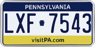 PA license plate LXF7543