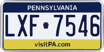 PA license plate LXF7546