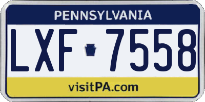 PA license plate LXF7558