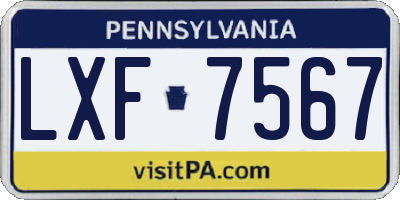 PA license plate LXF7567