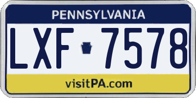 PA license plate LXF7578