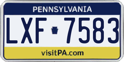 PA license plate LXF7583