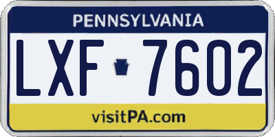 PA license plate LXF7602